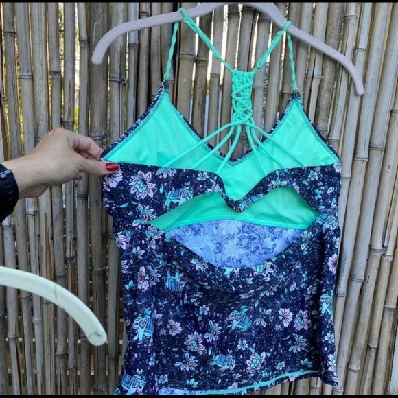 Xhilaration Boho Halter Braided Blue Tankini - Picture 7 of 9